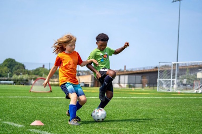 Student athlete during elite soccer training program